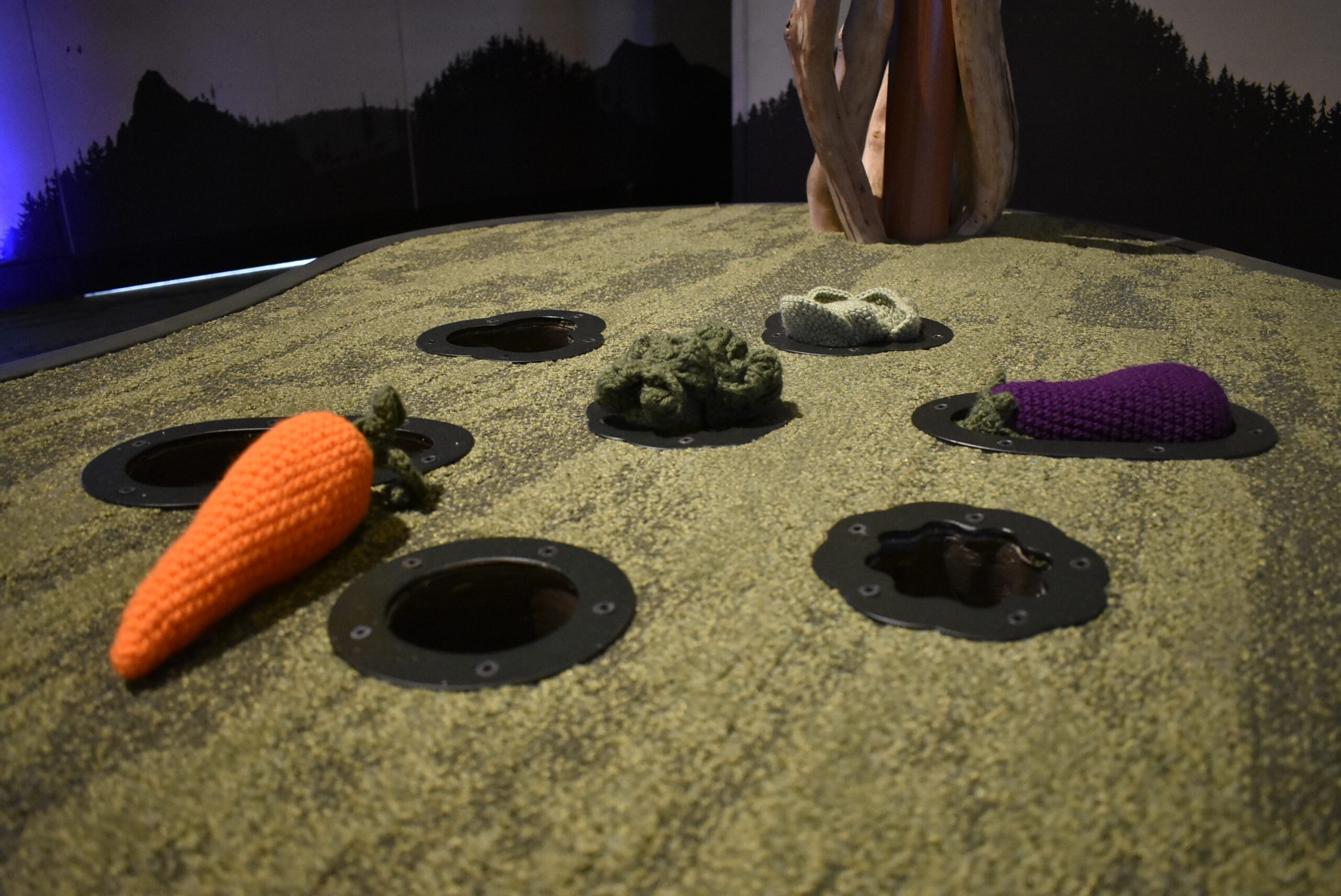 Integrated Ark Wall Slide feature in the Rainbow Gallery children's exhibit at the Skirball Cultural Center.