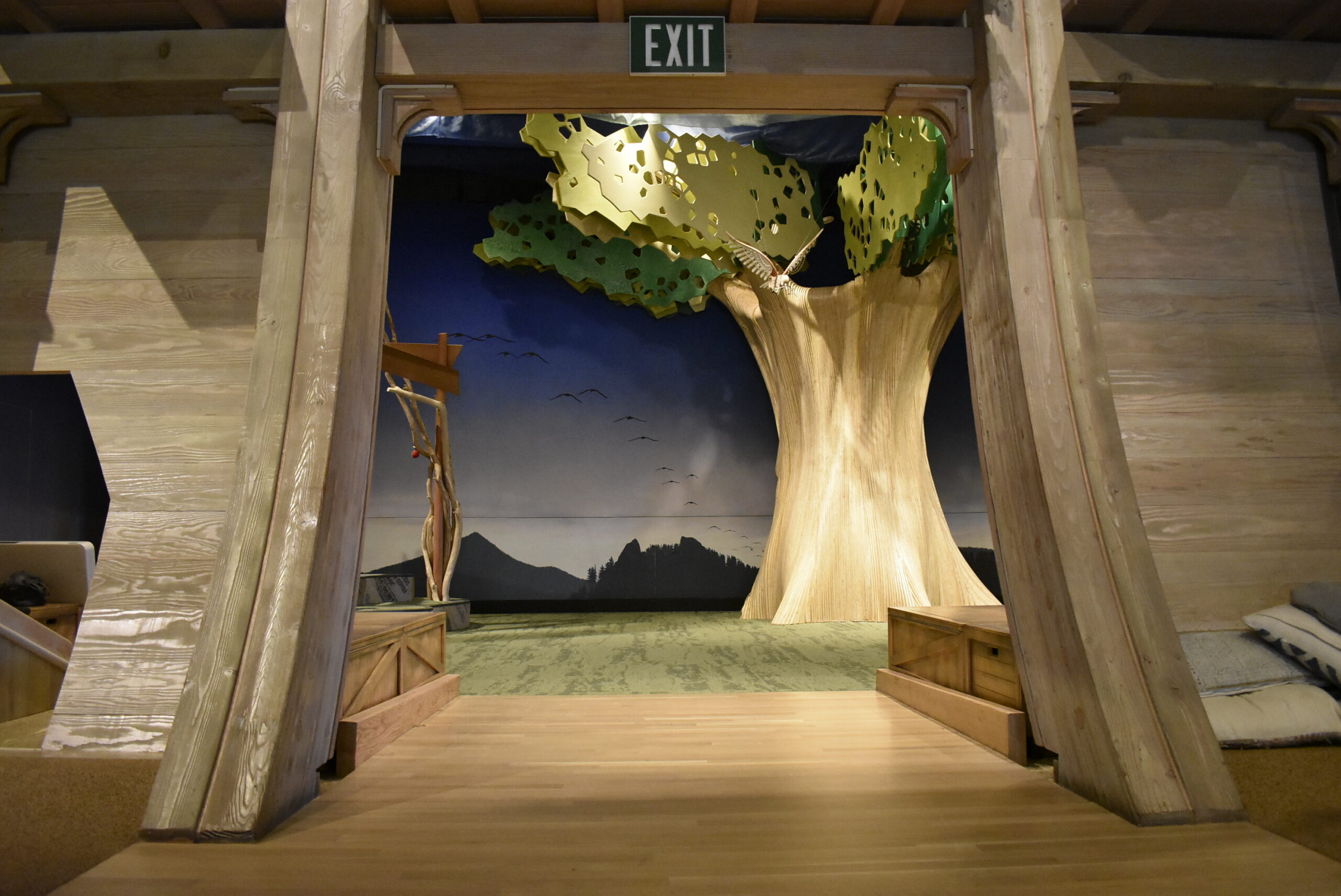 Completed Rainbow Gallery children's exhibit featuring immersive play environments fabricated by Gizmo Art Production.