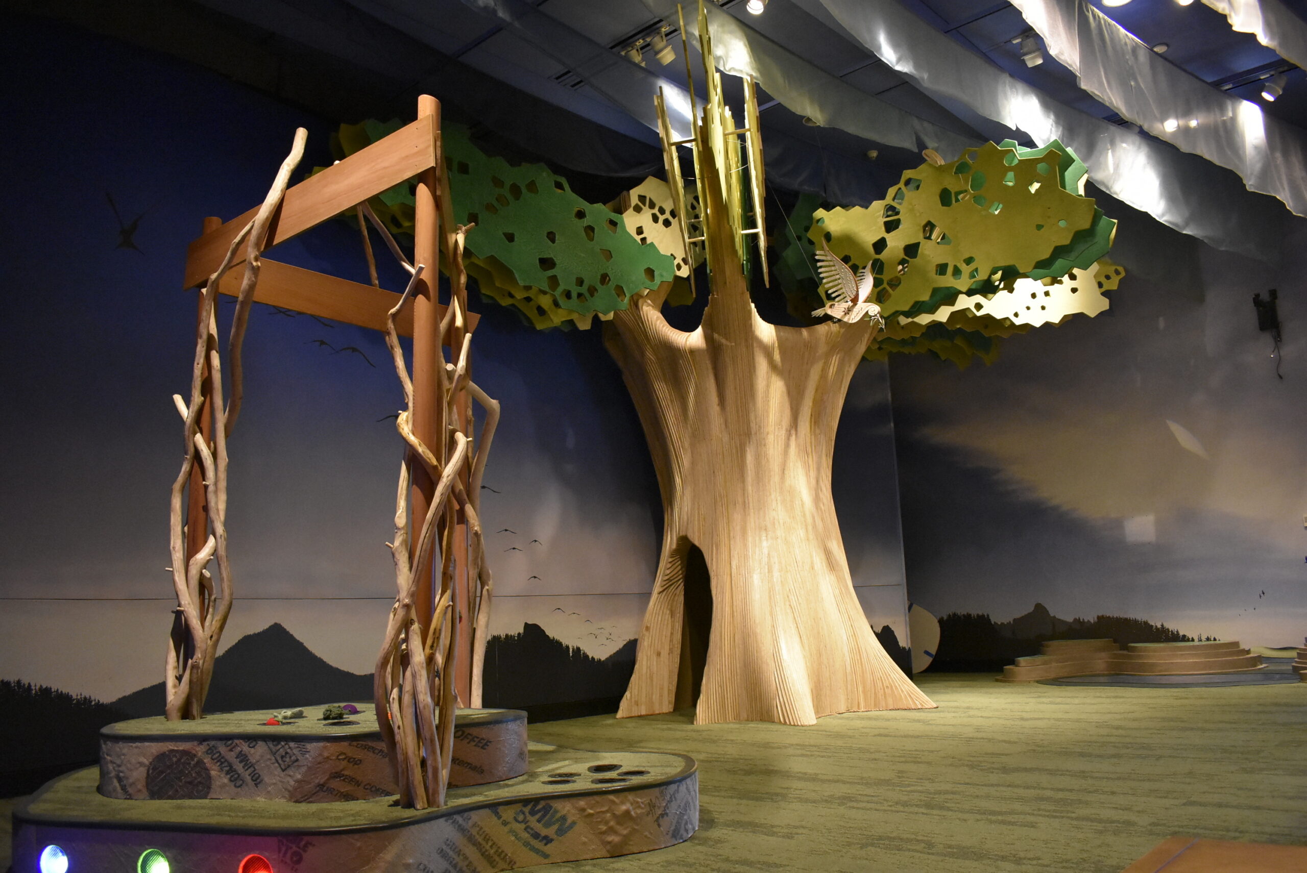 Custom fabricated exhibit components with durable finishes installed for the Rainbow Gallery children's exhibit.